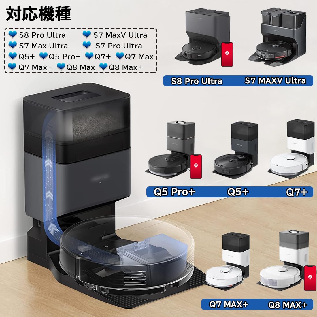 Amazon.co.jp: ロボット掃除機 紙パック Q7B/Q7B+/Q10V+/Q10P+/Q7T+/S8